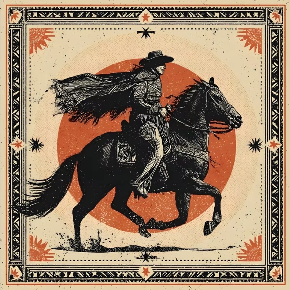 Western Cowboy Cowgirl Square Scarf | Vintage Style Bandana